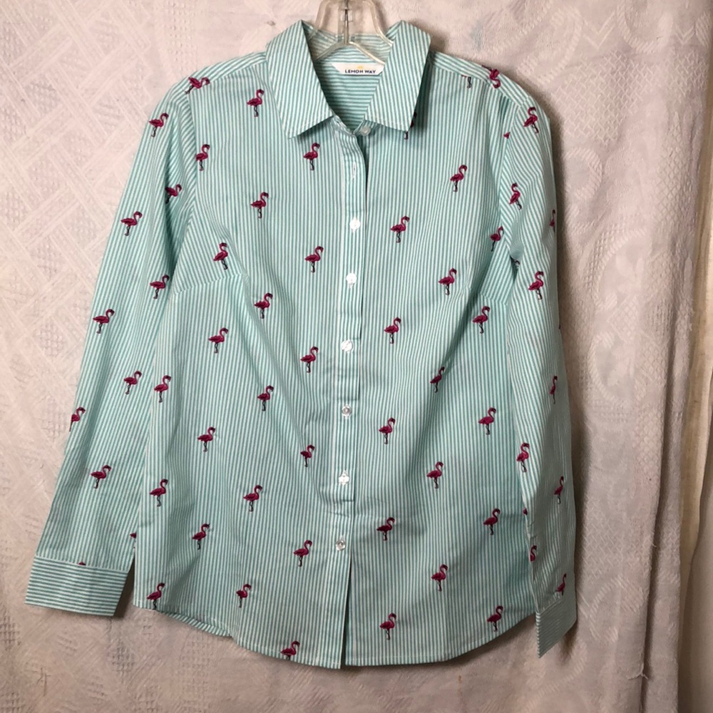 Lemon way button down flamingo shirt